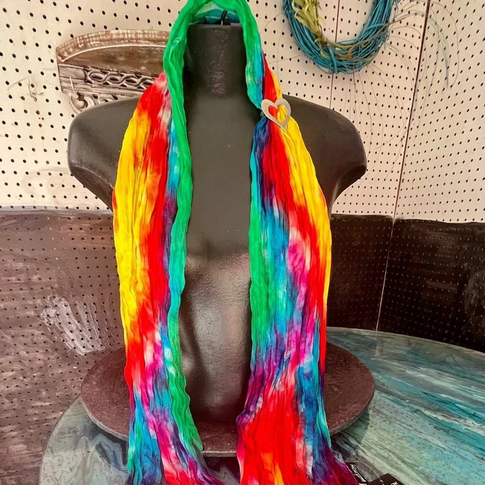 Ladycrow 100% silk scarf in bright bold colors!; NWT! - Picture 9 of 10